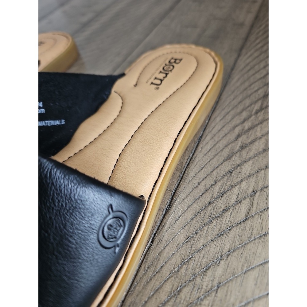 Born Shoes Women 9 Black Leather Izabel Slide Sandals Minimalist Capsule - Picture 11 of 12
